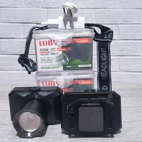 LUBY Senter Kepala Zoom 50W L-2905 Super Terang Battery Lithium Bagus Headlamp