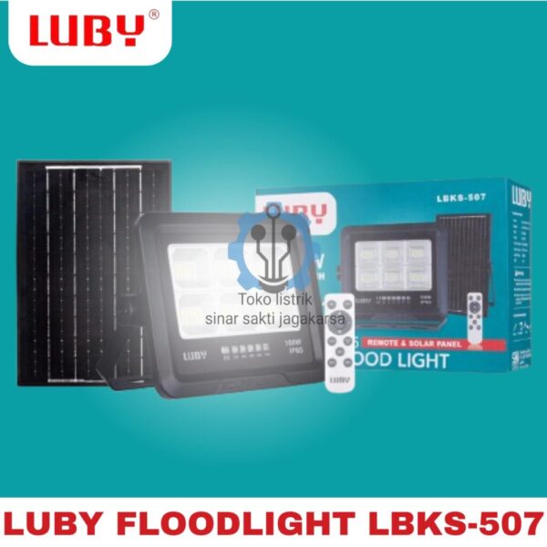 Luby Lampu Sorot Emergency Solar Panel LBKS 507 50 100 200 Watt Led Flood Light Solar Panel Lbks-507 Cahaya Putih
