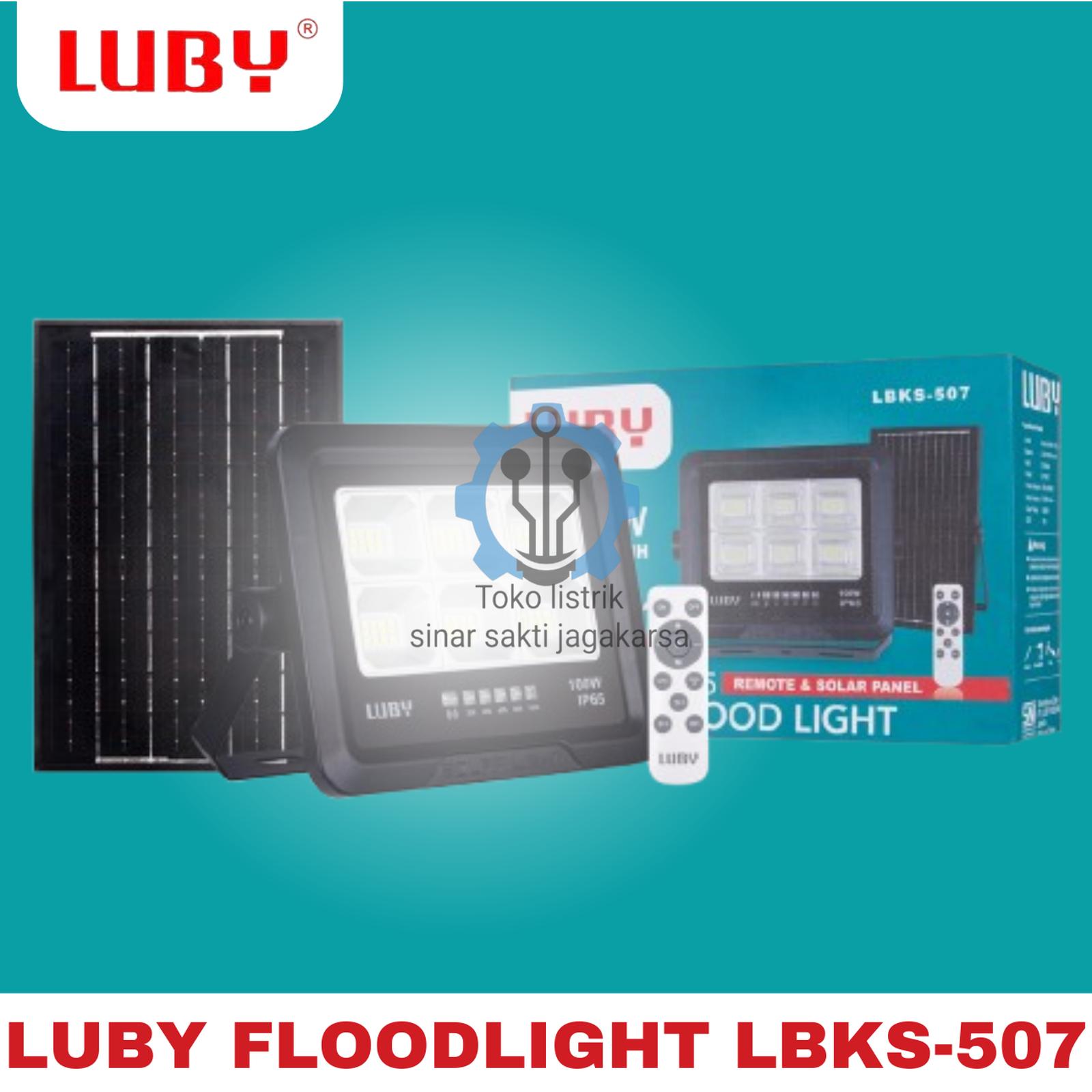 Luby Lampu Sorot Emergency Solar Panel LBKS 507 50 100 200 Watt Led Flood Light Solar Panel Lbks-507 Cahaya Putih