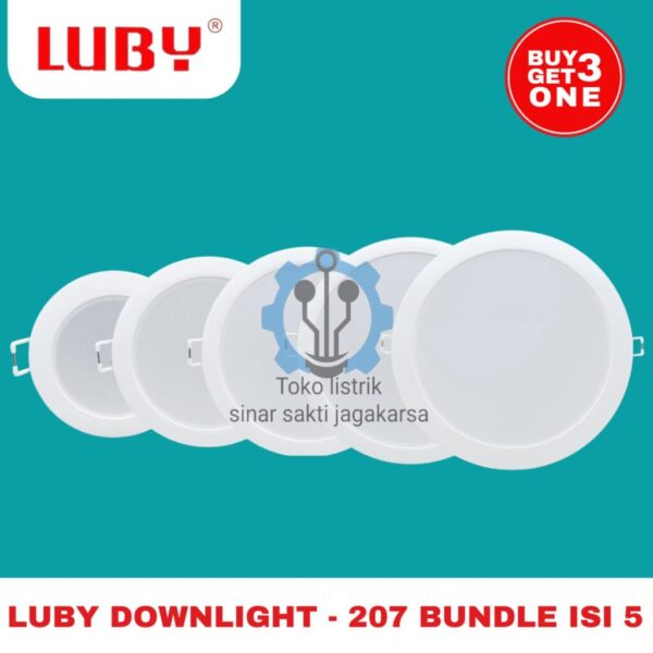 Luby Lampu Panel Downlight Inbow Tanam LBDL-207 – Paket Hemat Beli 3 Gratis 1 Bundling Isi 5