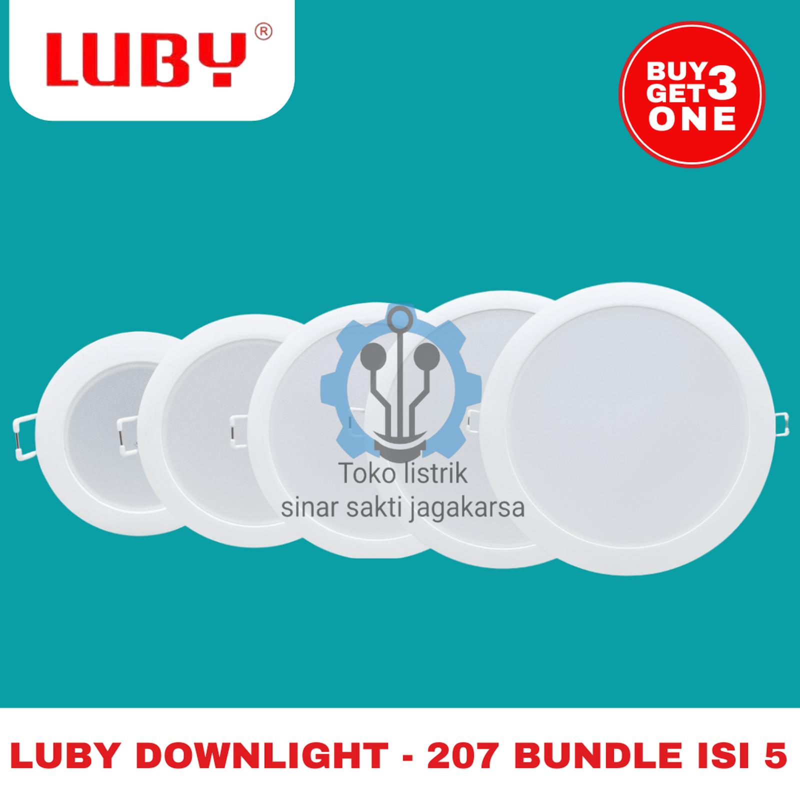 Luby Lampu Panel Downlight Inbow Tanam LBDL-207 – Paket Hemat Beli 3 Gratis 1 Bundling Isi 5