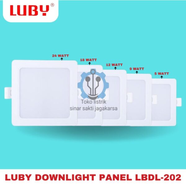 Luby Lampu Panel Tanam Lbdl-202 5 9 12 18 24 Watt Luby Led Downlight Panel Inbow Lbdl 202 Kotak Cahaya Putih Kuning