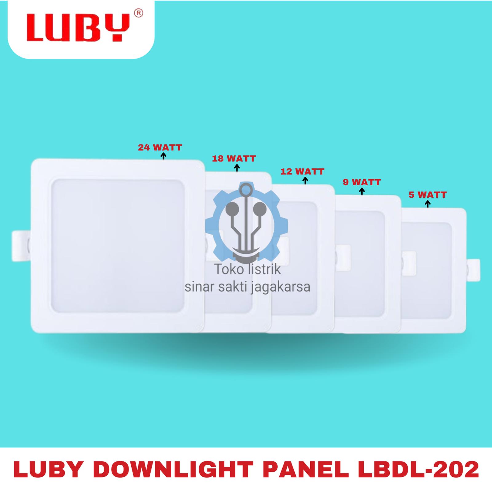 Luby Lampu Panel Tanam Lbdl-202 5 9 12 18 24 Watt Luby Led Downlight Panel Inbow Lbdl 202 Kotak Cahaya Putih Kuning