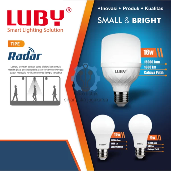 Luby Lampu Sensor Gerak Tipe Radar 9 12 16 Watt Led Bulb Motion Sensor Radar Cahaya Putih