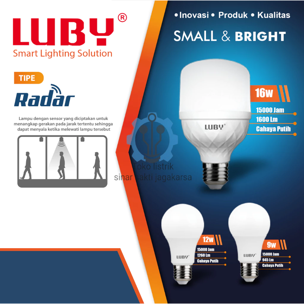 Luby Lampu Sensor Gerak Tipe Radar 9 12 16 Watt Led Bulb Motion Sensor Radar Cahaya Putih