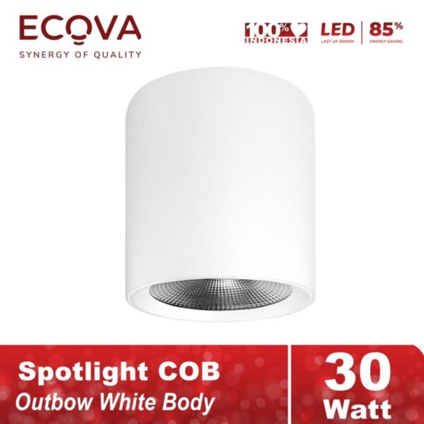 Ecova Lampu Led Spotlight Cob Outbow Putih Dekoratif Terang Hemat 30 Watt