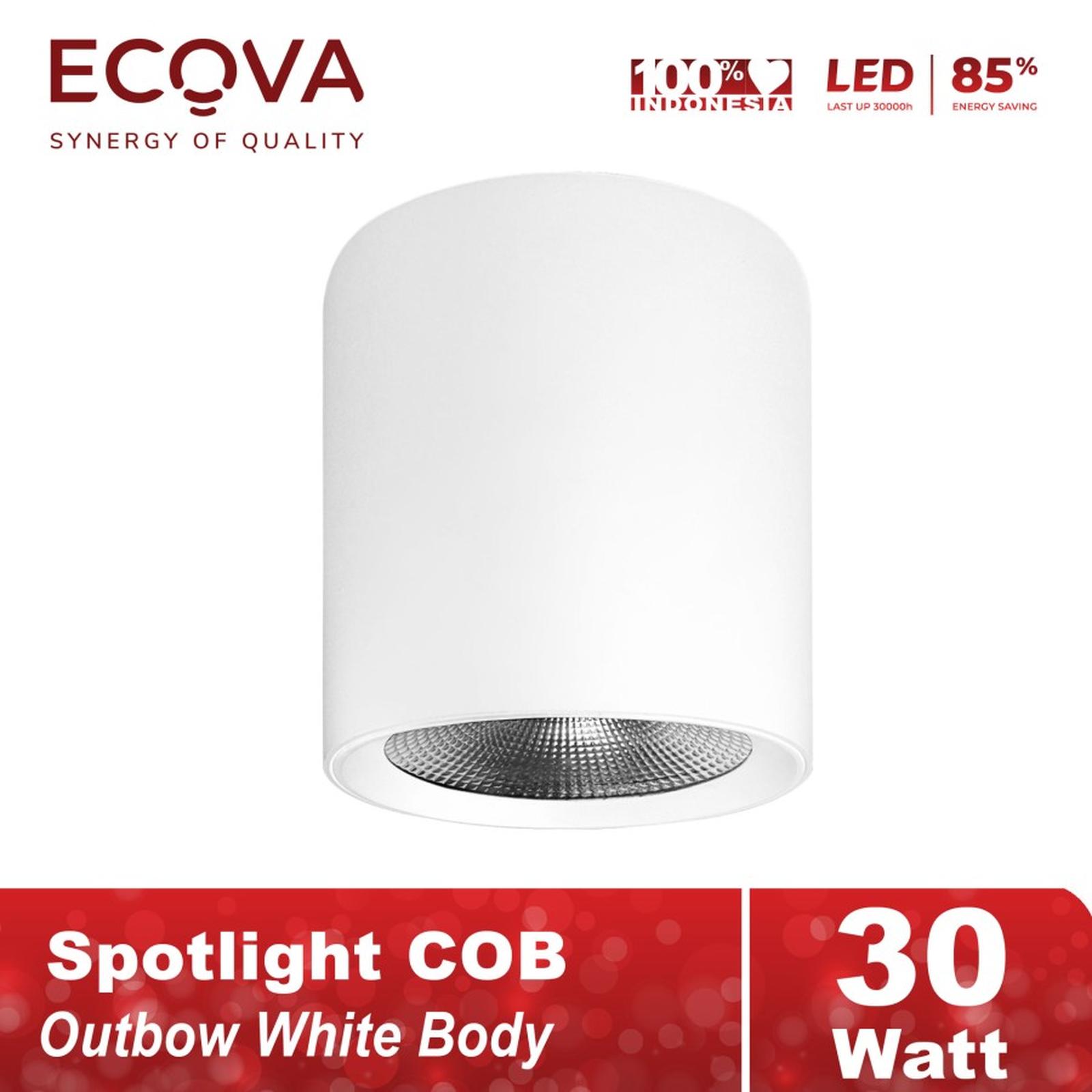 Ecova Lampu Led Spotlight Cob Outbow Putih Dekoratif Terang Hemat 30 Watt