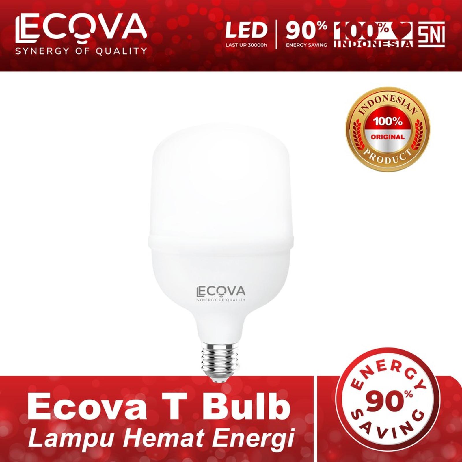 Ecova Lampu Led T Bulb Cool Daylight 6500k Terang Hemat & Tahan Lama All Watt