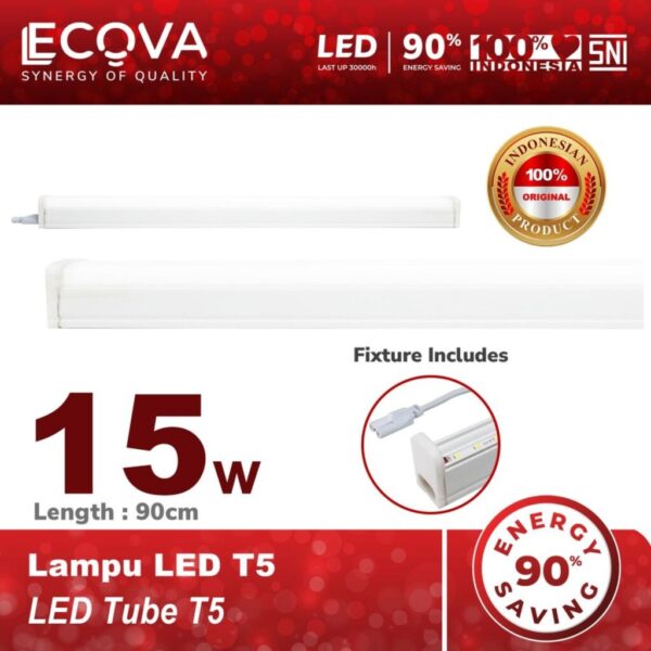 Ecova Lampu Led Tl T5 Terang Hemat Energi & Tahan Lama 15 Watt 90cm