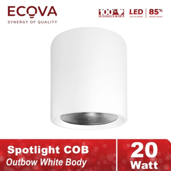 Ecova Lampu Led Spotlight Cob Outbow Putih Dekoratif Terang Hemat 20 Watt
