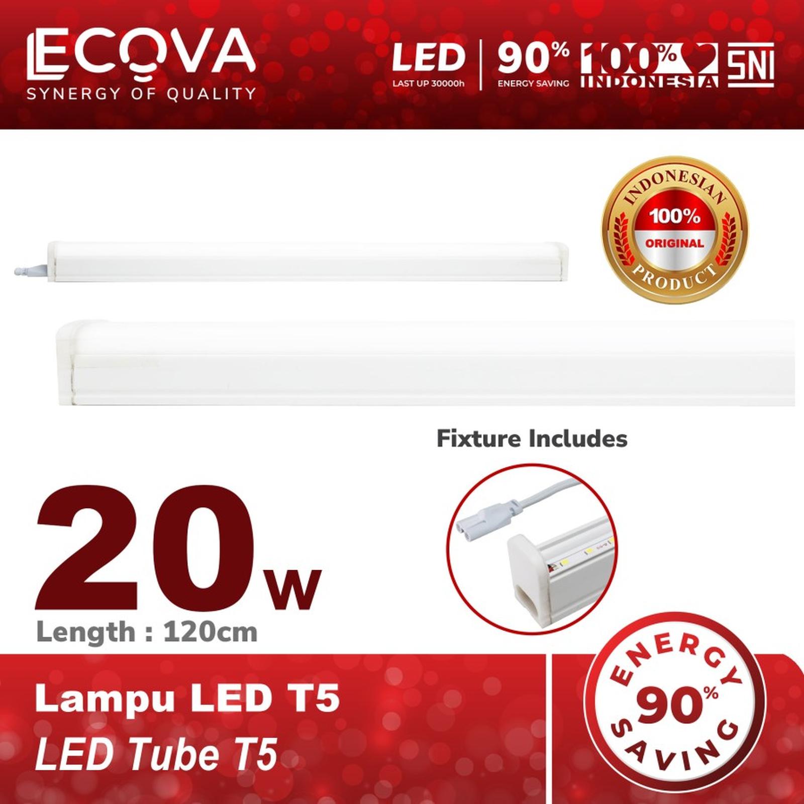 Ecova Lampu Led Tl T5 Terang Hemat Energi & Tahan Lama 20 Watt 120cm