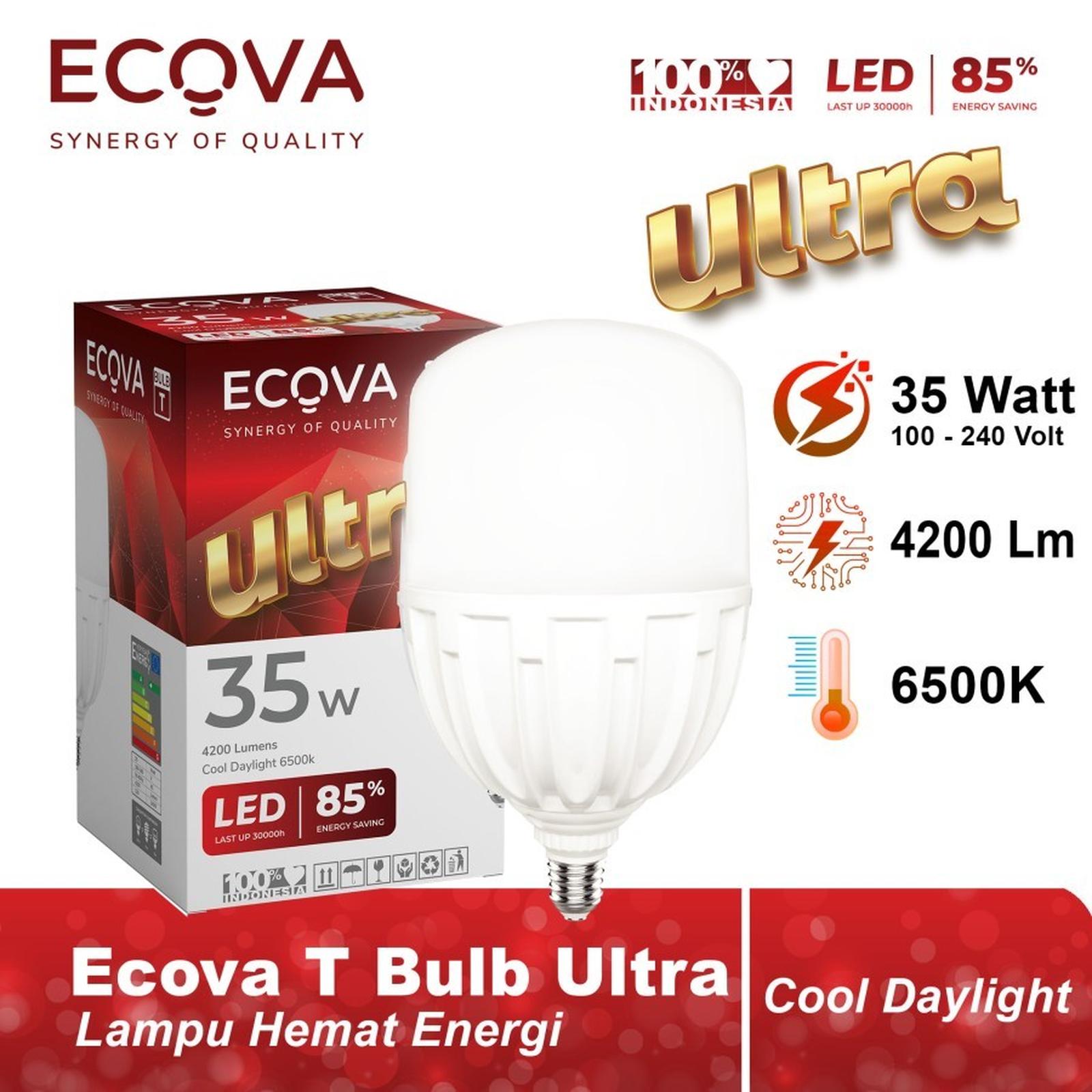 Ecova Lampu Led T Bulb Ultra Series Cool Daylight 6500k Terang Hemat Led T Bulb Capsule 35 Watt
