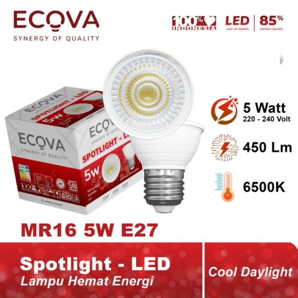 Ecova Lampu Led Spotlight Fitting E27 Lampu Hias Terang Hemat 5 Watt