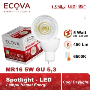 Ecova Lampu Led Spotlight Gu 5,3 Fitting Mr16 Lampu Hias Terang Hemat 3 Watt