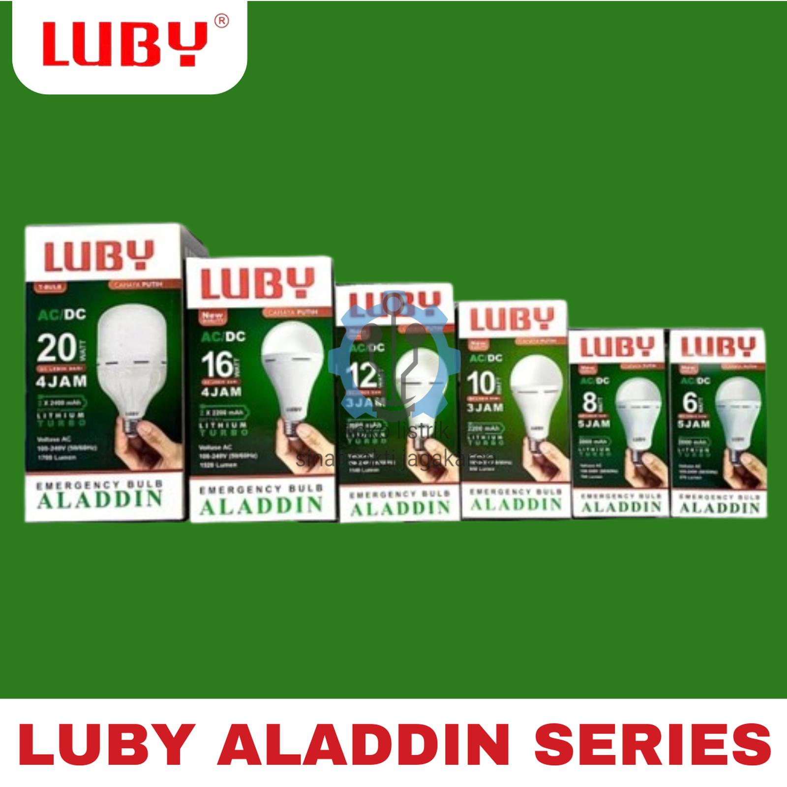 Luby Lampu Emergency Aladdin 6 8 10 12 16 20 Watt Luby Led Bulb Emergency Aladdin Cahaya Putih